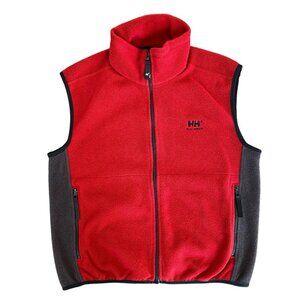 Helly Hansen Fleece Vest Mens Medium Mock Neck Embroidered Logo Red